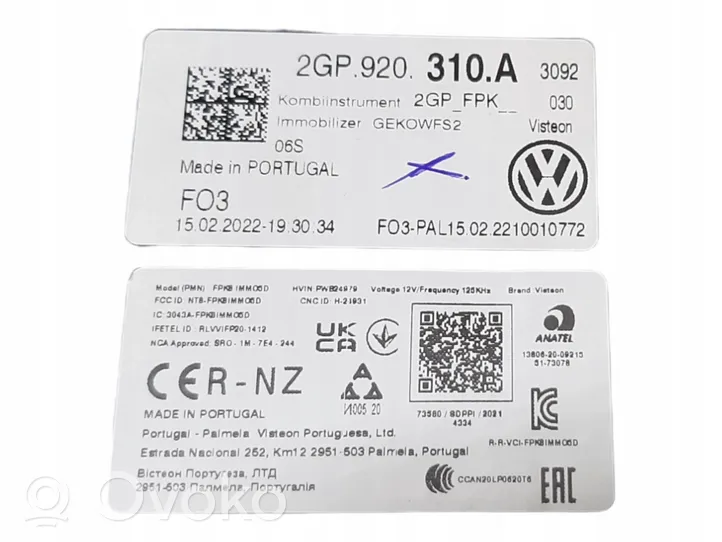 Volkswagen Polo VI AW Tachimetro (quadro strumenti) 2GP920310A