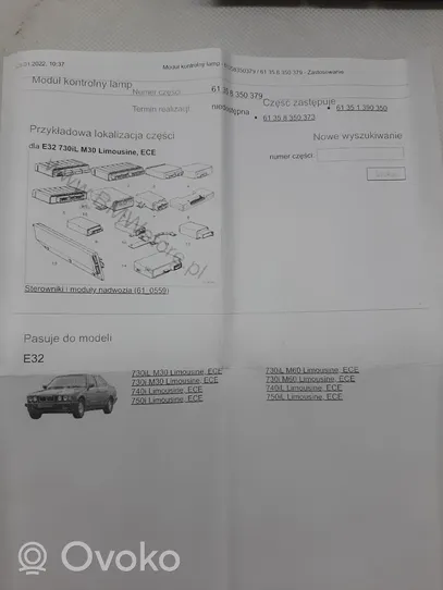 BMW 7 E32 Autres unités de commande / modules 8350379