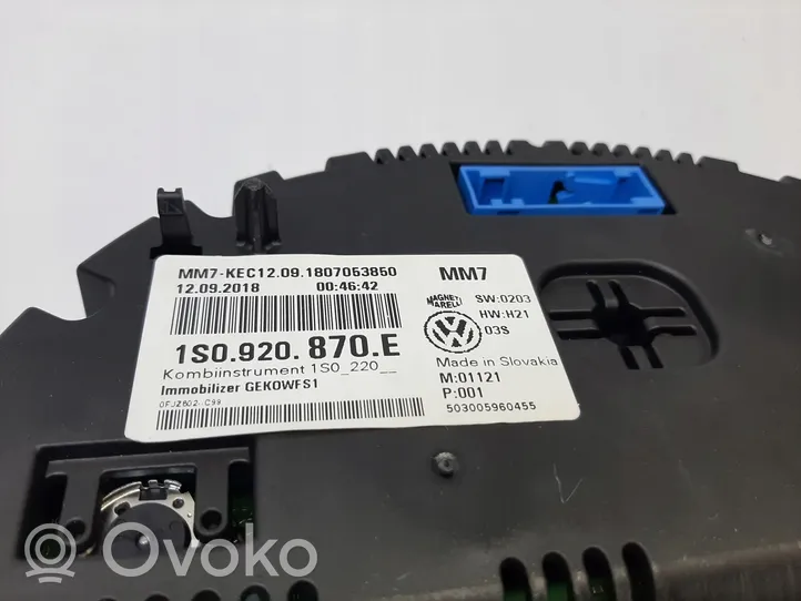 Volkswagen Up Speedometer (instrument cluster) 1S0920870E