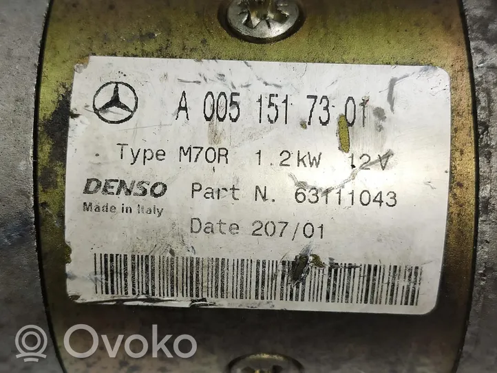 Mercedes-Benz E W210 Motorino d’avviamento A0051517301
