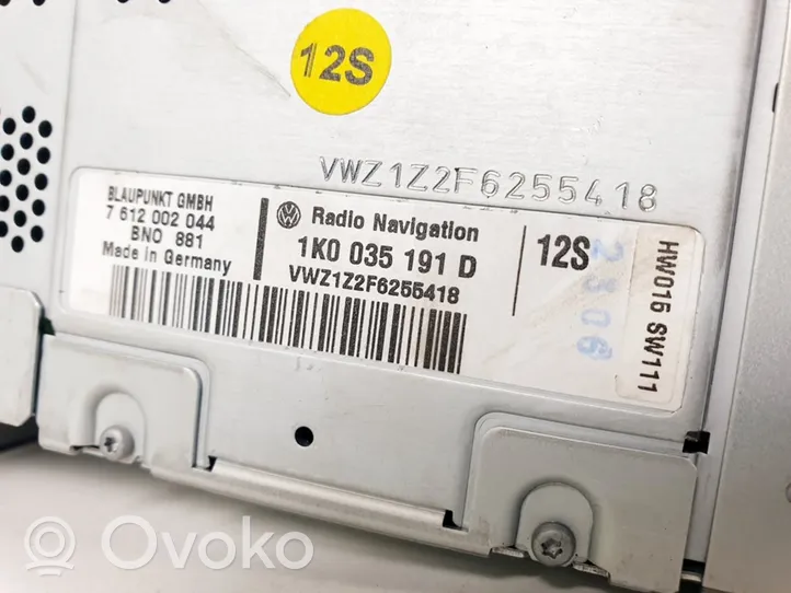 Volkswagen Eos Panel / Radioodtwarzacz CD/DVD/GPS 1K0035191D