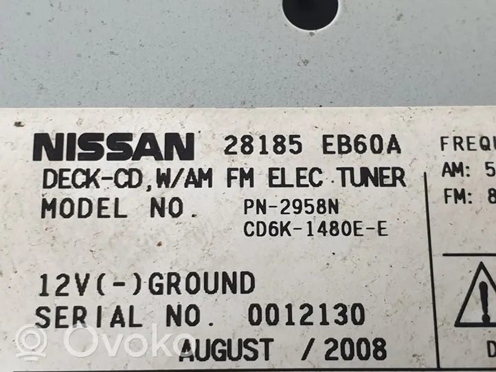 Nissan Pathfinder R51 Unité principale radio / CD / DVD / GPS 28185EB60A