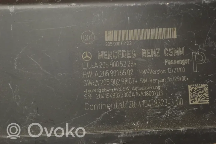 Mercedes-Benz C W205 Istuimen säädön moduuli a2059005222