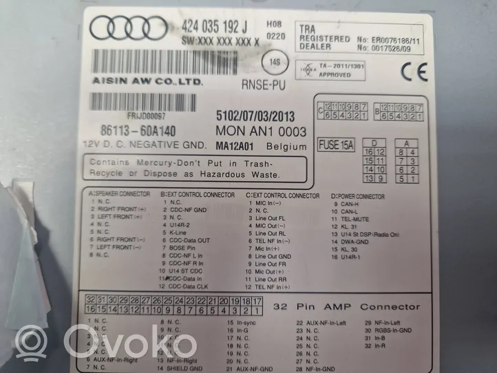 Audi R8 42 Navigation unit CD/DVD player 424035192J