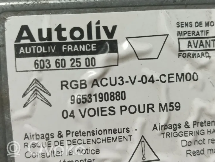 Citroen Berlingo Sterownik / Moduł Airbag 603602500