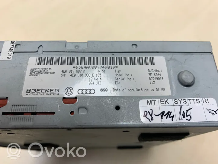 Audi A6 S6 C6 4F Stacja multimedialna GPS / CD / DVD 4E0919887M