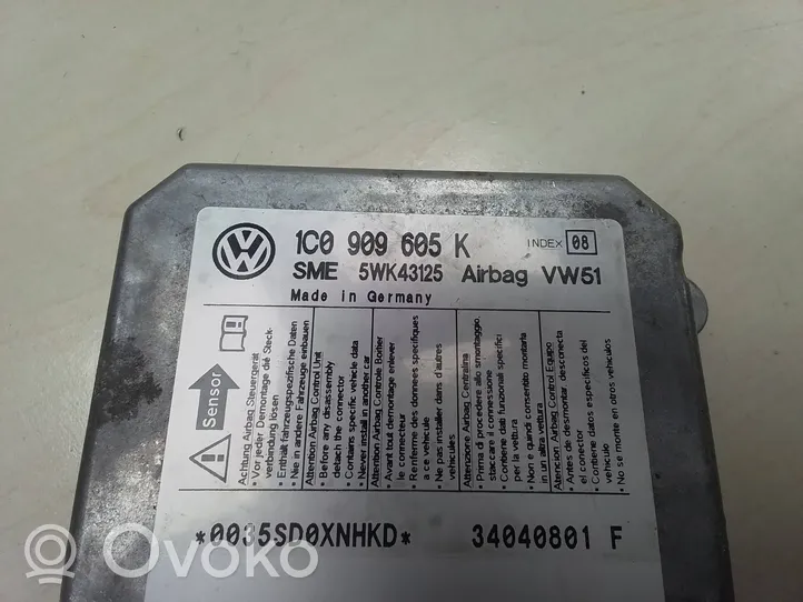 Skoda Fabia Mk1 (6Y) Module de contrôle airbag 1C0909605K