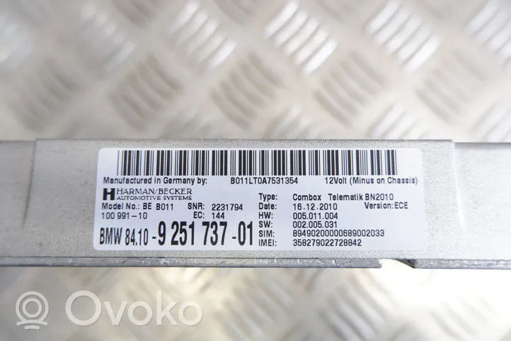 BMW 5 F10 F11 Moduł / Sterownik Bluetooth 9251737