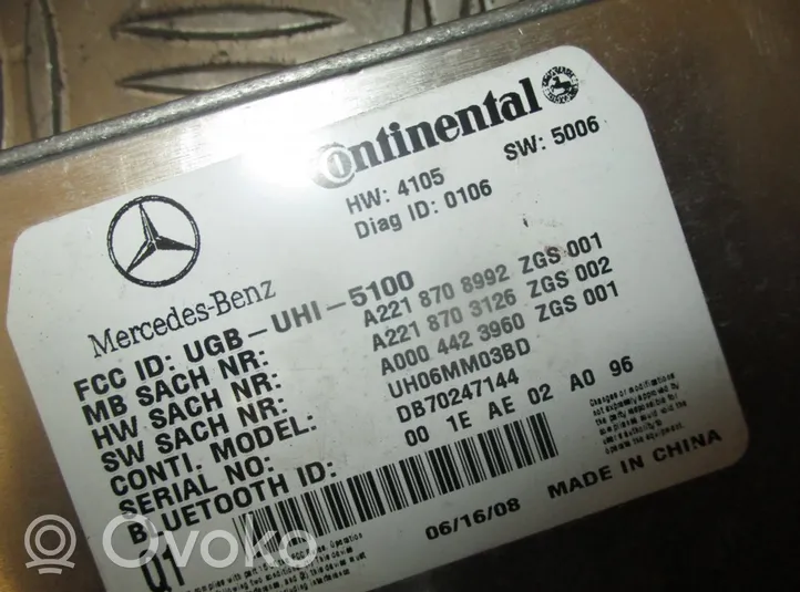Mercedes-Benz S W221 Unidad de control/módulo del teléfono 
