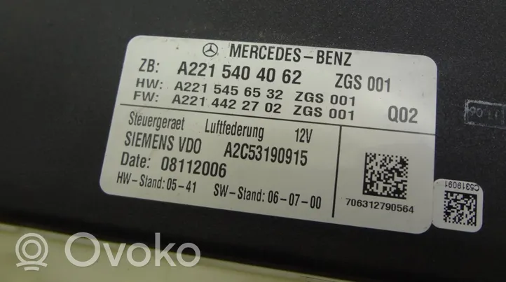 Mercedes-Benz S W221 Sterownik / Moduł zawieszenia pneumatycznego 