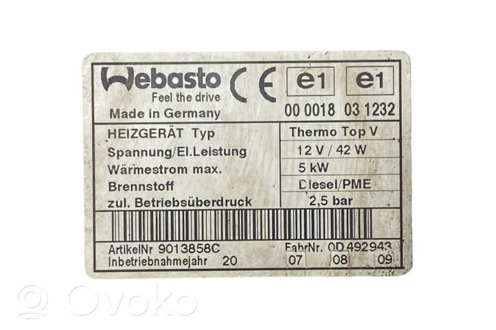 Volkswagen PASSAT B6 Unité de préchauffage auxiliaire Webasto 9013858C