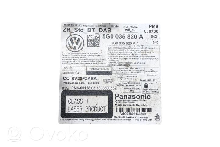 Volkswagen Golf VII Unité de navigation Lecteur CD / DVD 5G0035820A