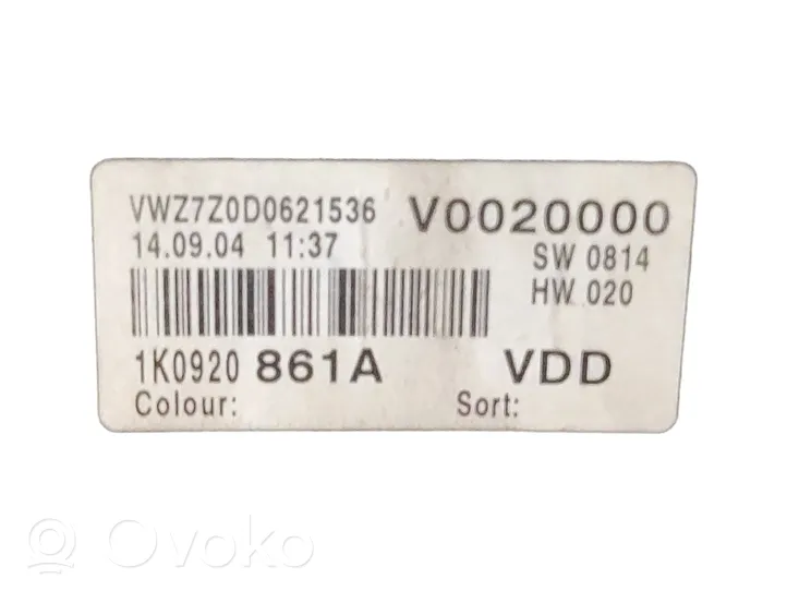 Volkswagen Golf V Compteur de vitesse tableau de bord 1K0920861A