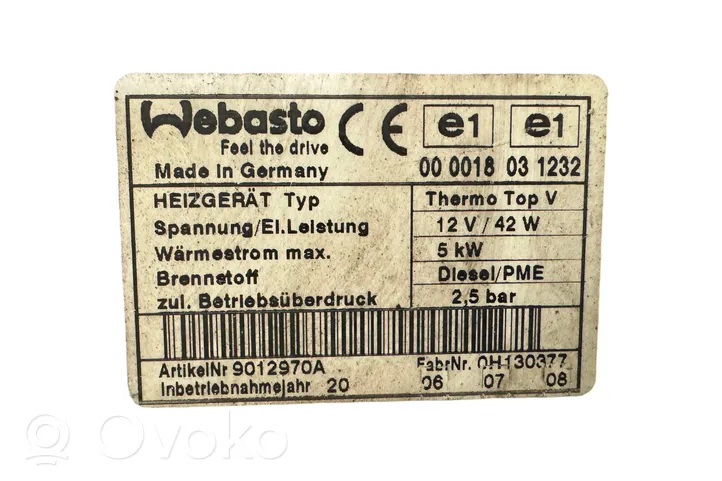 Volkswagen Caddy Autonomā apsilde ("Webasto") 000018031232