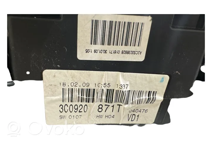 Volkswagen PASSAT B6 Tachimetro (quadro strumenti) 3C0920871T