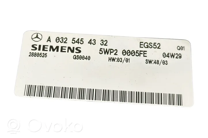 Mercedes-Benz C W203 Module de contrôle de boîte de vitesses ECU A0325454332