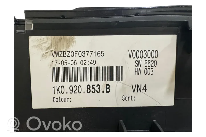 Volkswagen Golf V Compteur de vitesse tableau de bord 1K0920853B