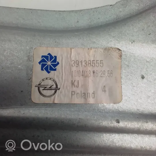 Opel Insignia B Priekšpusē elektriskā loga pacelšanas mehānisma komplekts 39138555