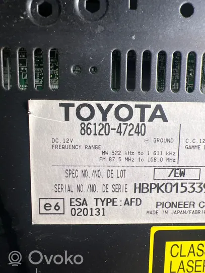 Toyota Prius (XW20) Radio/CD/DVD/GPS-pääyksikkö 8612047240