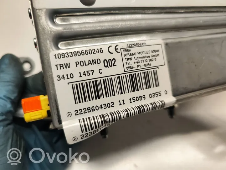 Mercedes-Benz S W222 Poduszka powietrzna Airbag drzwi tylnych 2228604302