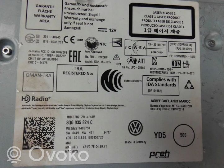 Volkswagen PASSAT B8 Navigacijos (GPS) valdymo blokas 3Q0035824C