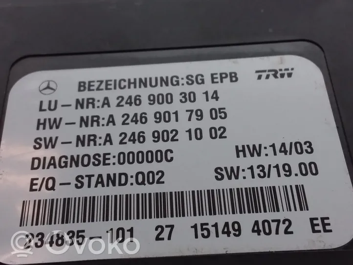 Mercedes-Benz A W176 Unité de contrôle, module EMF frein arrière A2469003014