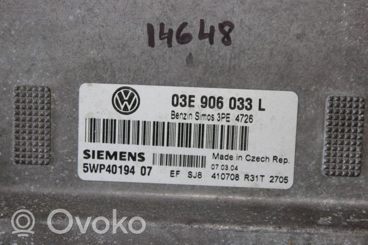 Volkswagen Polo Moottorin ohjainlaite/moduuli 03E906033L