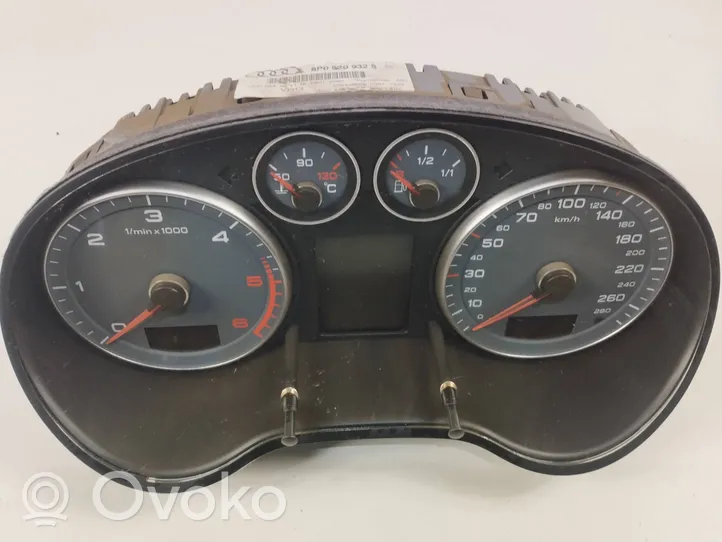 Audi A3 S3 A3 Sportback 8P Speedometer (instrument cluster) 8P0920932S