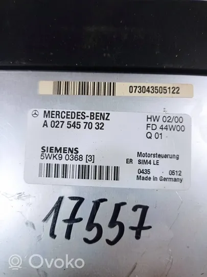 Mercedes-Benz SLK R171 Unidad de control/módulo del motor A0275457032