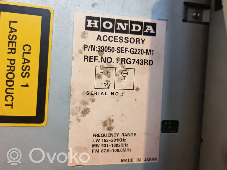 Honda Accord Radija/ CD/DVD grotuvas/ navigacija 39050SEFG220M1