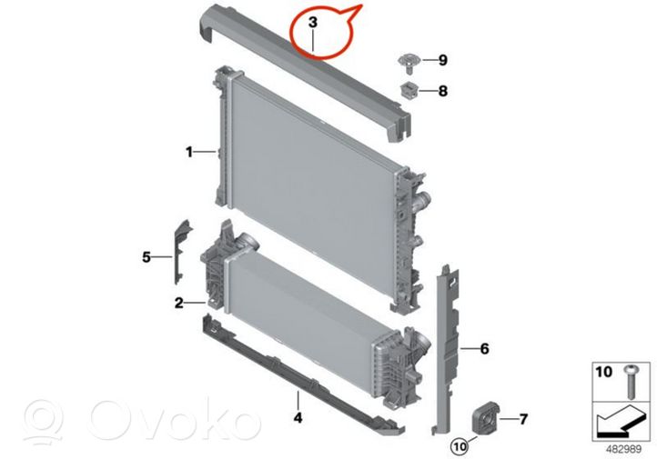 BMW X7 G07 Radiateur panneau supérieur d'admission d'air 17118589086