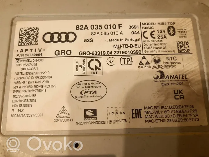 Audi Q3 F3 Radio/CD/DVD/GPS-pääyksikkö 82A035010F
