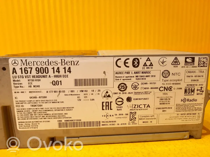 Mercedes-Benz GLE W167 Cadre, panneau d'unité radio / GPS A1679001414