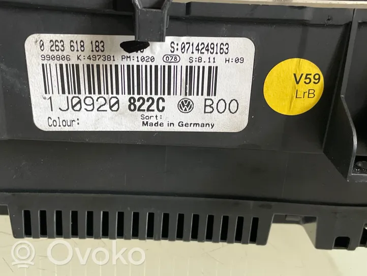 Volkswagen Bora Tachimetro (quadro strumenti) 20822C1J09