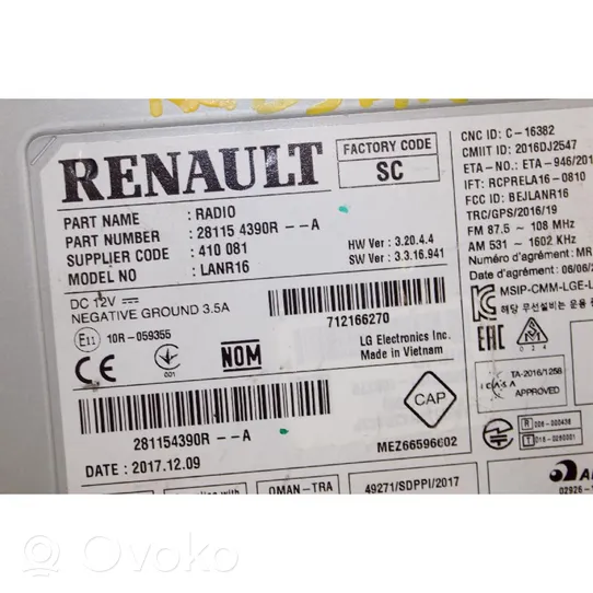 Renault Kadjar Radija/ CD/DVD grotuvas/ navigacija 281154390R--A