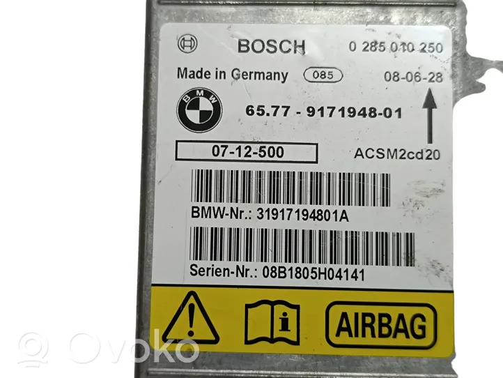 BMW X5 E70 Module de contrôle airbag 65779171948