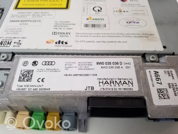 Audi A4 S4 B9 Radio / CD/DVD atskaņotājs / navigācija 8W0035036A