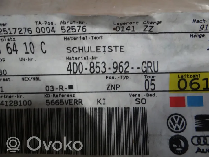 Audi A8 S8 D2 4D Moulure de porte arrière 4D0853962