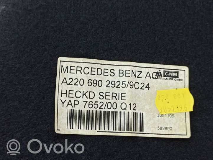 Mercedes-Benz S W220 Garniture de couvercle de coffre arriere hayon A2206902925