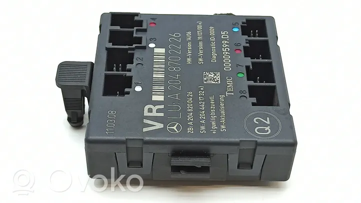 Mercedes-Benz C W204 Door control unit/module A2048702226