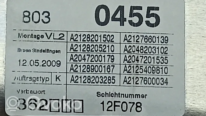 Mercedes-Benz E W212 Mécanisme de lève-vitre avec moteur A2048200142