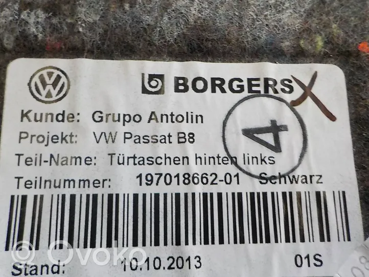 Volkswagen PASSAT B8 Boczek / Tapicerka drzwi tylnych 19701866201