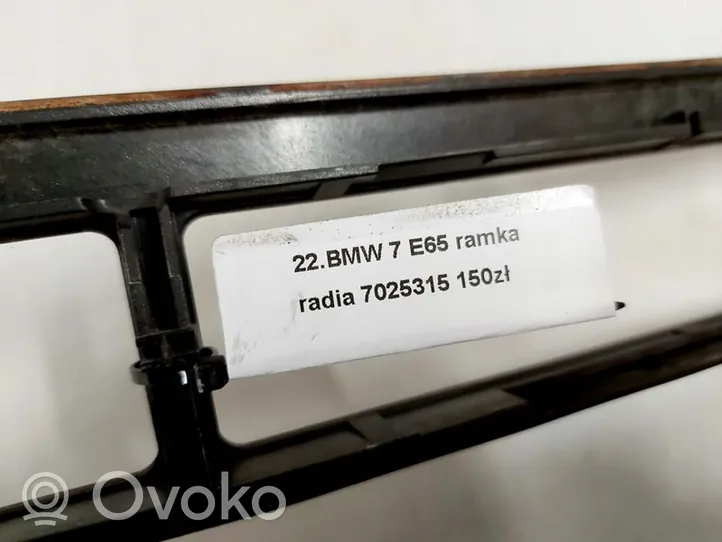BMW 7 E65 E66 Panneau de garniture console centrale 7025315