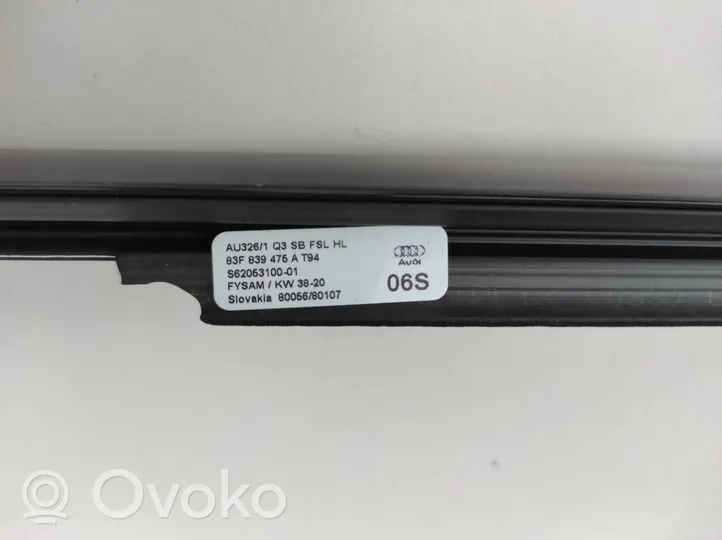 Audi Q3 F3 Takaoven ikkunalasin kumitiiviste 83F839475A