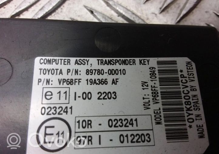 Toyota Yaris Muut ohjainlaitteet/moduulit 897800D010