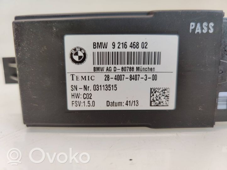 BMW 3 F30 F35 F31 Relè riscaldamento sedile 9216468