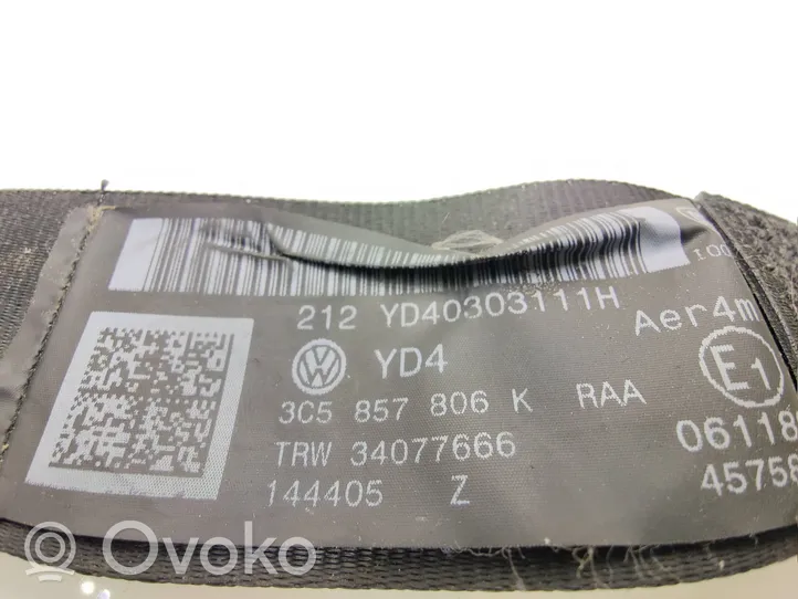 Volkswagen PASSAT B7 Rear seatbelt 3C5857806K