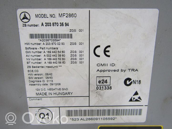Mercedes-Benz CLC CL203 Unità principale autoradio/CD/DVD/GPS 