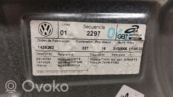 Volkswagen Polo IV 9N3 Mécanisme de lève-vitre avant sans moteur 1435262