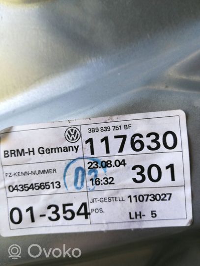 Volkswagen PASSAT B5.5 Elektriskā loga pacelšanas mehānisma komplekts 3B9839751BF